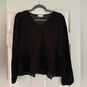 Altard State Women’s Black Long Sleeve Babydoll Top